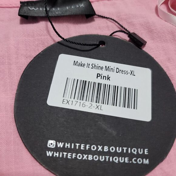 New White Fox Make it Shine Pink Mini Dress Size XL - Picture 5 of 10
